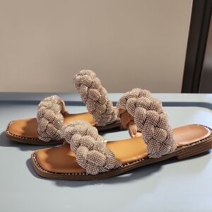 Elegant Braided Sandals - Silver